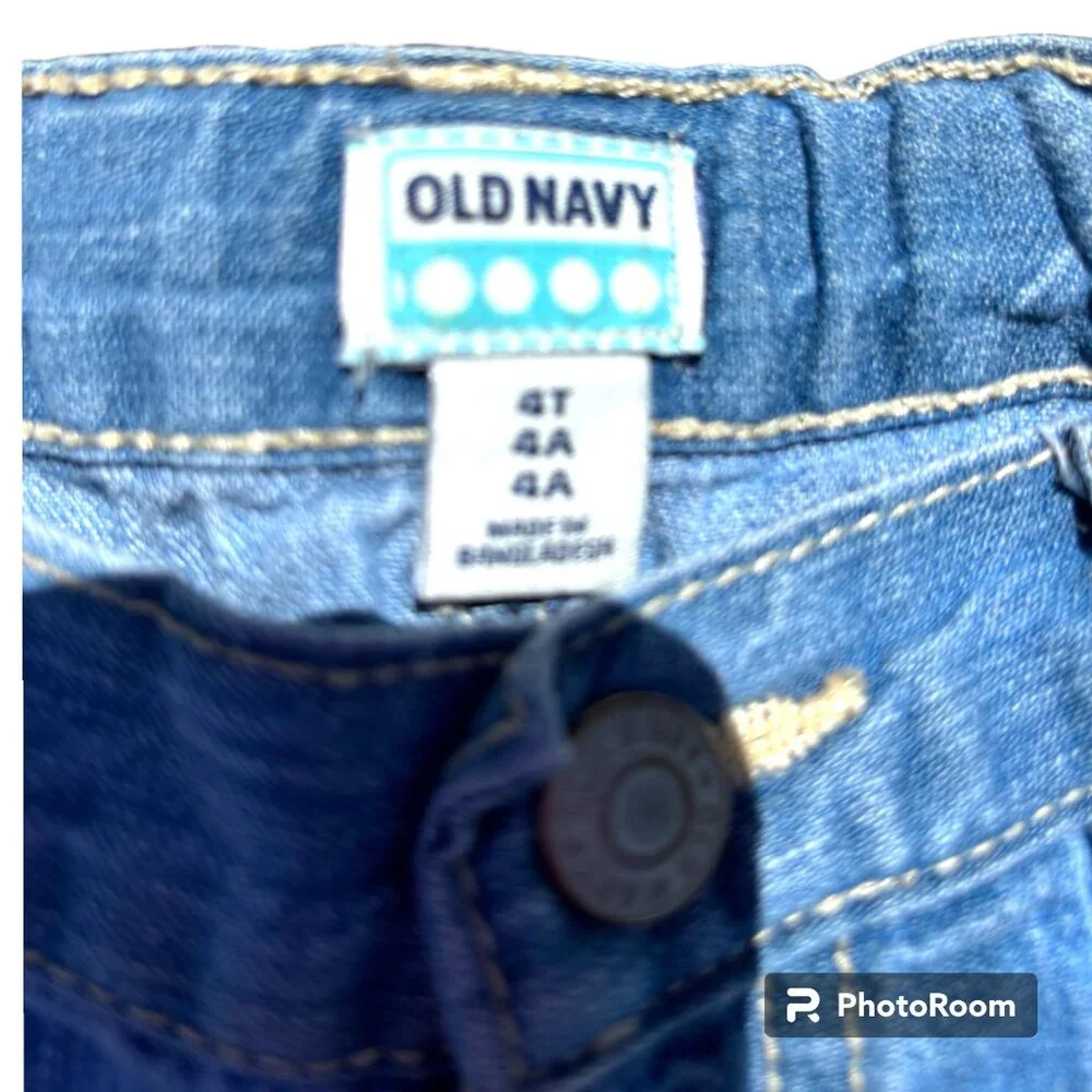 Old Navy Girls Size 4T‎ Cuffed Jean Shorts Blue Denim Adjustable Waist